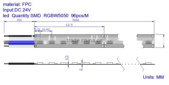 DC24V RGBW LED Strip, IP20 RGBWW LED Strip. 4 in 1 LED Strip light
