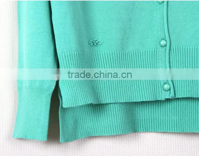 2014 new style woman pearl clasp v-neck cardigan