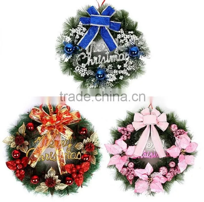 christmas wreath with flower,hot sale artificial christmas wreaths,plastic christmas wreaths for decoration