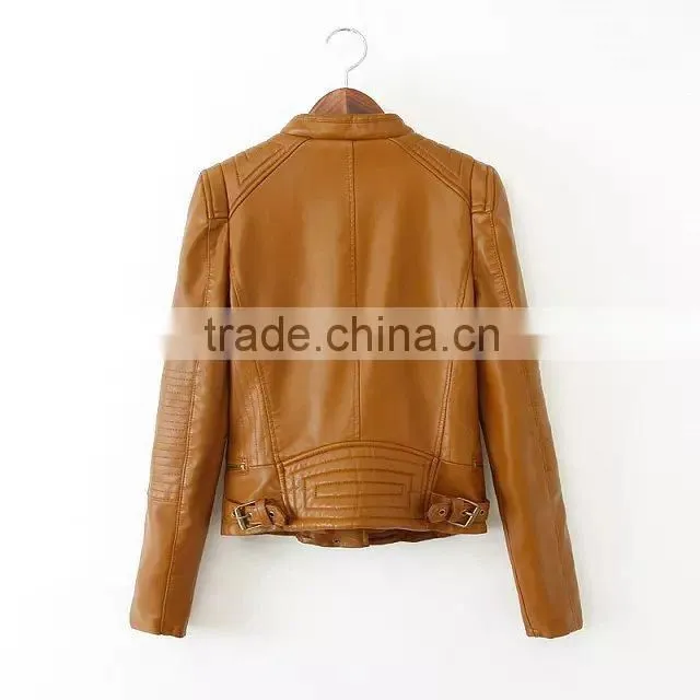 Most popular women leather jacket 2015 china