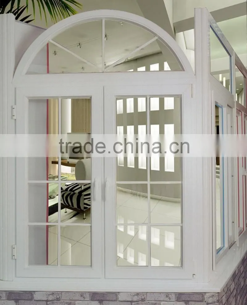 Cheap house PVC casement window grill design/ Double panel Casement Window
