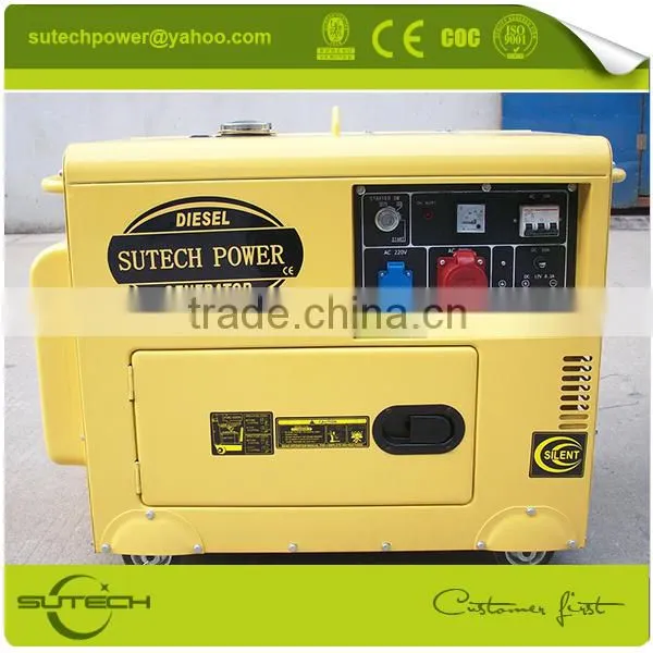 Mobile generator! Low noise single phase 5kw portable 220V generator with soundproof and 4 wheels