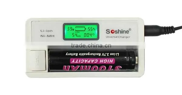 Soshine LCD Universal Battery Charger For Li-ion 18650 14500 16340 CR123 NiMH AA AAA 18650 single charger 18650 battery charger