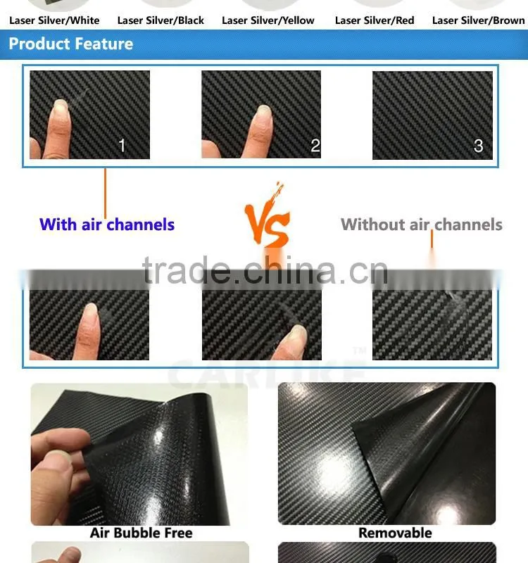 1.27x50M Colorful Car Design 2D Carbon Fiber Vinyl Sticker
