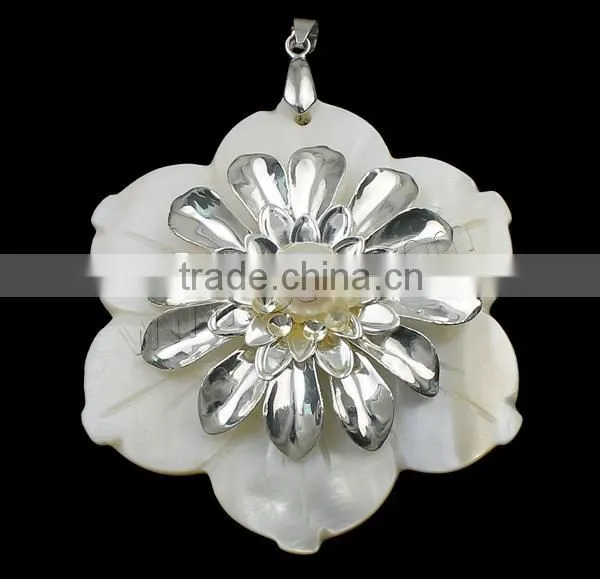 With Brass Bail & Pearl Natural Freshwater Shell Pendants