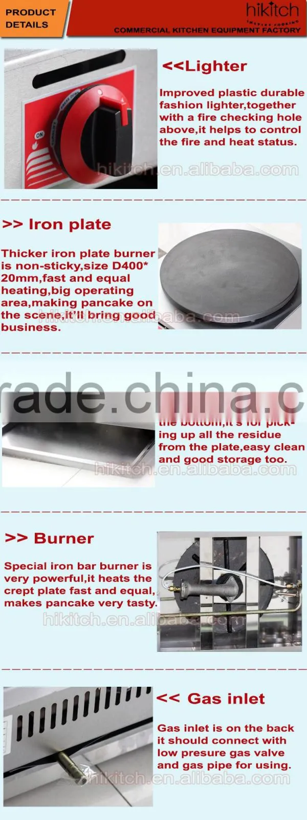 Hot Sale Crepe Machine with Drawer/Stainless Steel Gas Crepe Maker/2 Head Pancake Maker