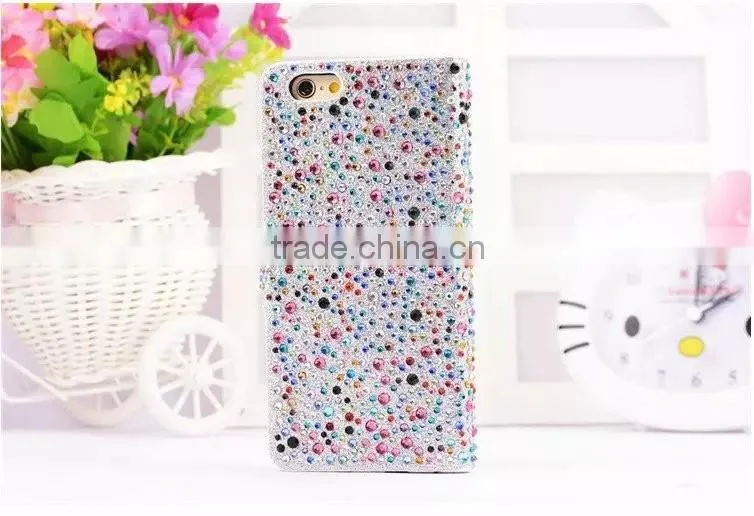 Customized Rhinestone Leather Stand Phone Case Flip Cover For Samsung Galaxy on7