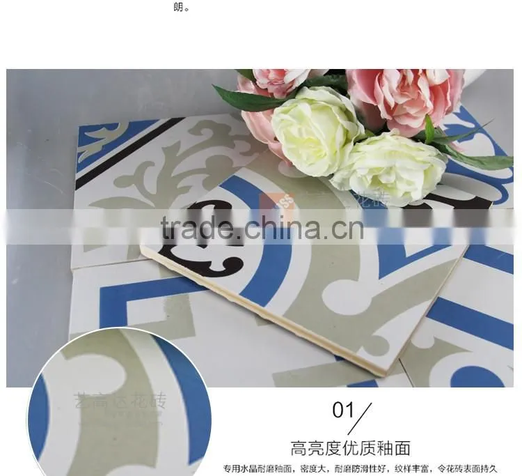 20*20cm blue color encaustic cement decorative tile moroccan cenment tile Hot sale cheap