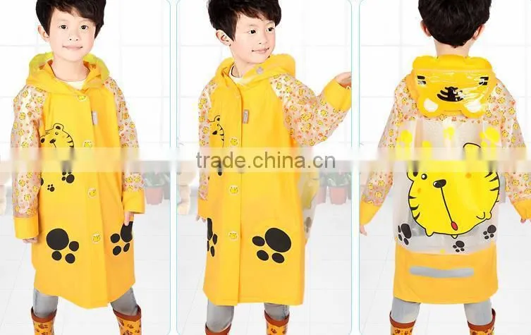 children cute cartoon animal print foldable raincoat with backpack place