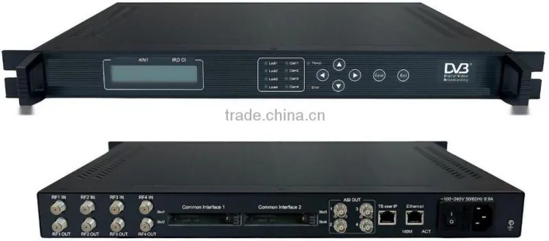 4in1 DVB-T IP TS UDP MPTS IRD(4 DVB-C RF in,4*CI,4 ASI+IP 4*MPTS*multicast out)