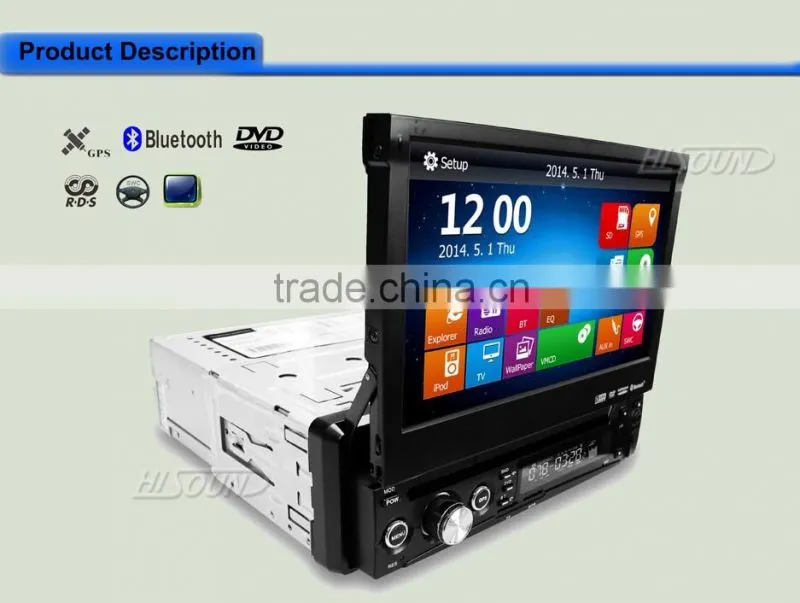 1din 7inch touch screen car dvd radio gps navigation with bluetooth