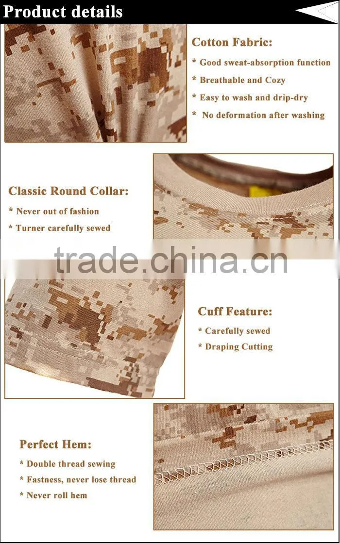Desert camouflage military t shirts