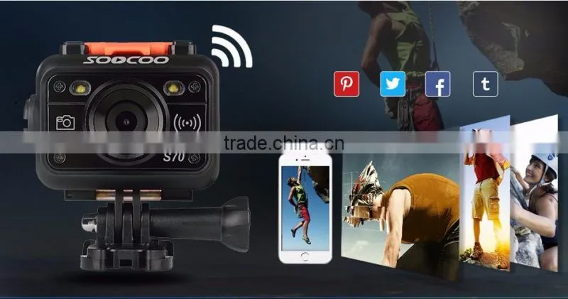 SOOCOO S70 Full HD WIFI Waterproof 2K Sports Cameras 170 Degree Wide-angle Lens(Add 1*Battery )