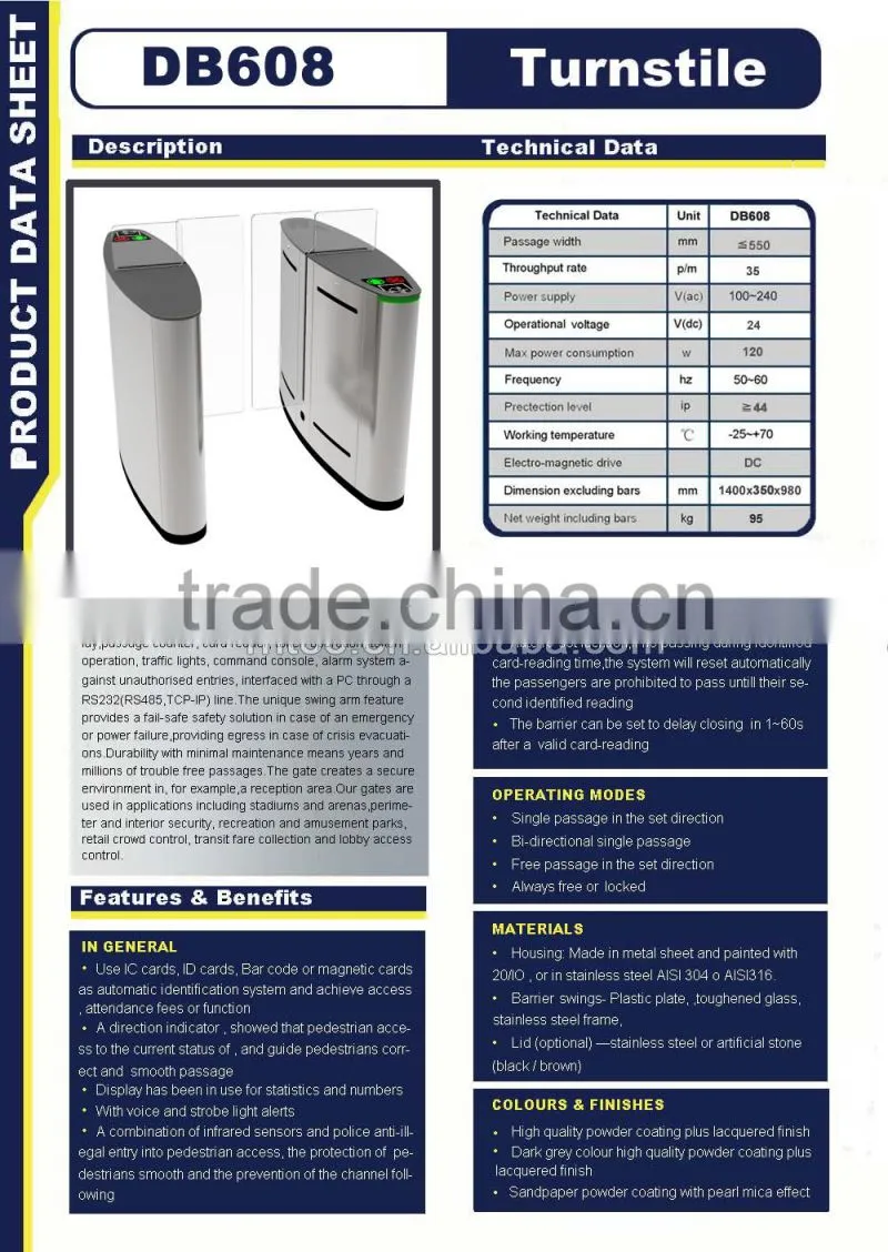 stainless steel sliding turnstile optical high barrier turnstile