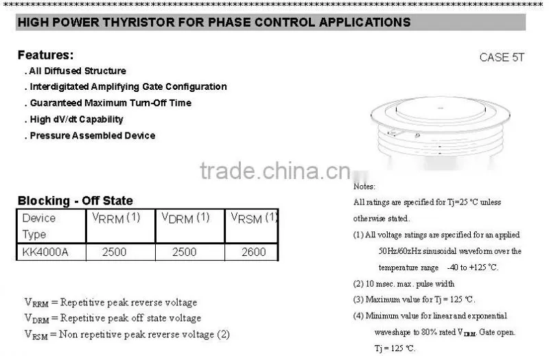 Power thyristor phase control 2500V