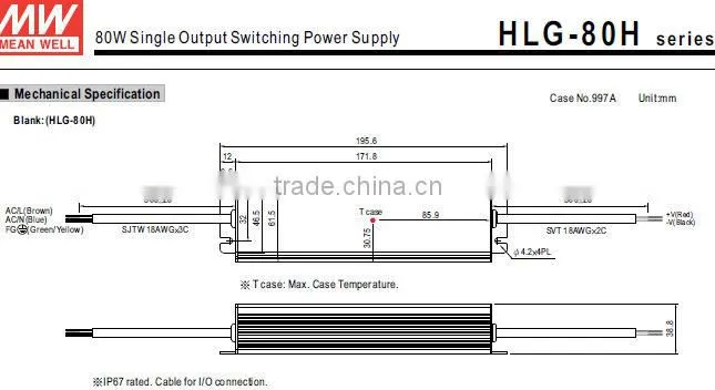 Meanwell led lamp driver 80W Switching Power Supply led waterproof driver led driver pwm