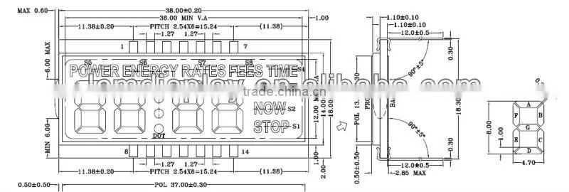 4 digit TN positive transmissive energy meter lcd display