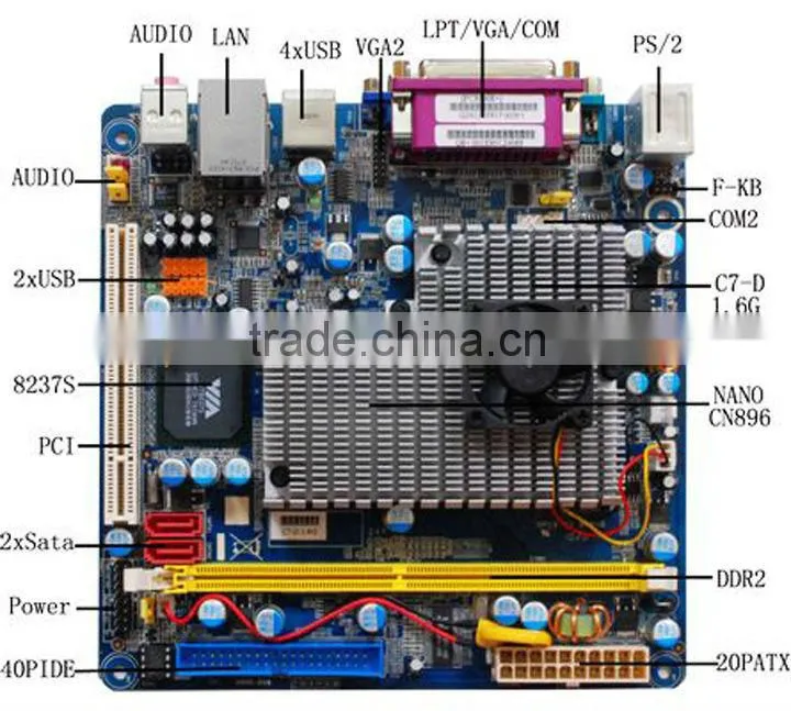 VIA C3 1.0G POS motherboard BT 2 generation memory ITX motherboard BT POS motherboard industry all in one board