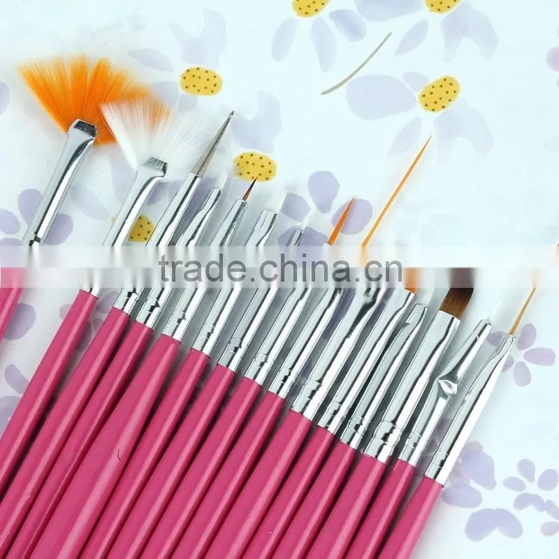hot selling professional 15pcs pink acrylic nail Art brush