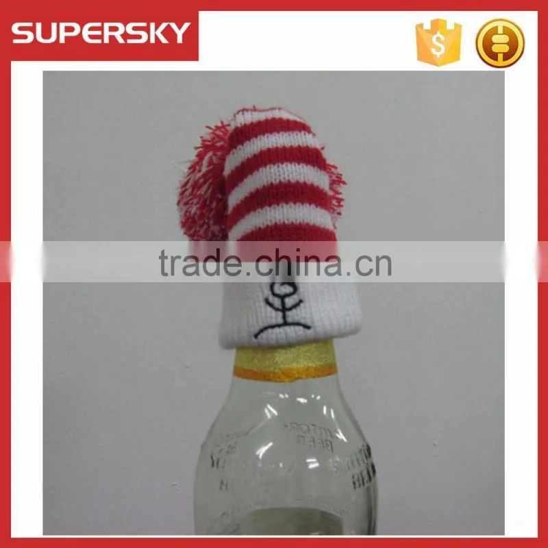 C1681 Santa wine bottle hat knit pattern