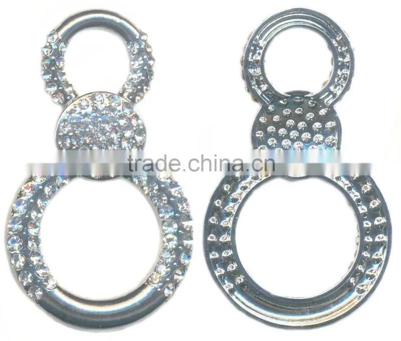3MM Clear Cystal Rhinestone 8 Shape Rhodium Metal Belt Buckle