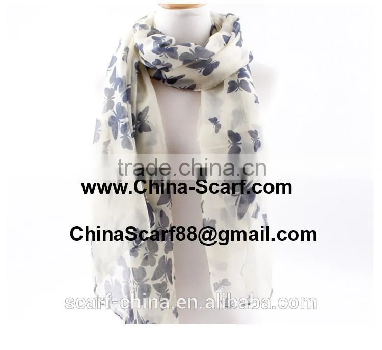 Women scarves wholesale printing monochrome butterfly