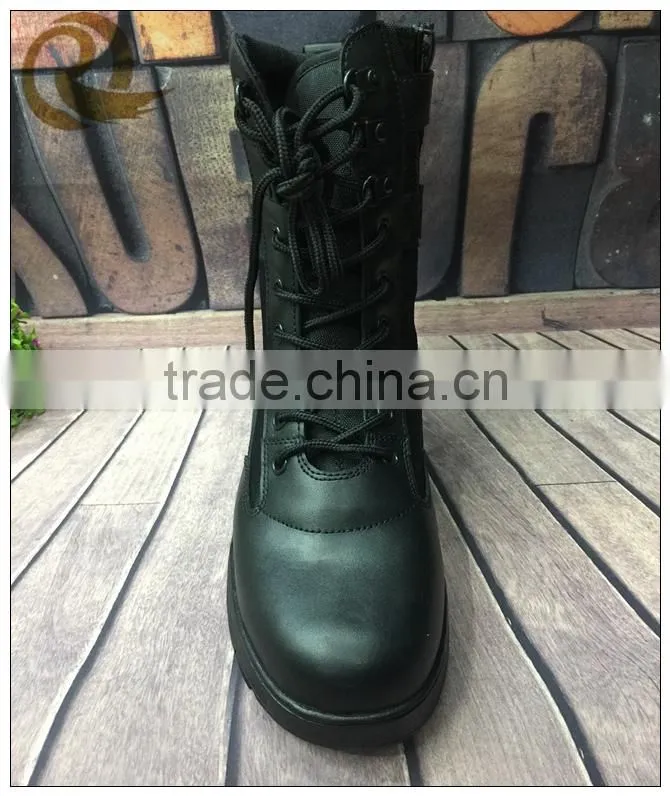 Black genuine leather waterproof jungle tactical military boots