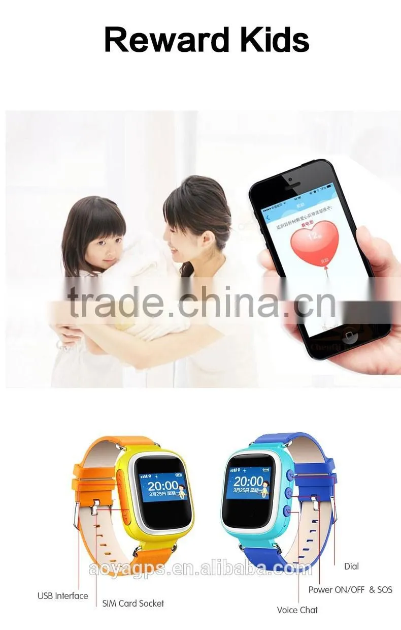 Multiple positioning kids GPS watch pedometer walking smart phone watch