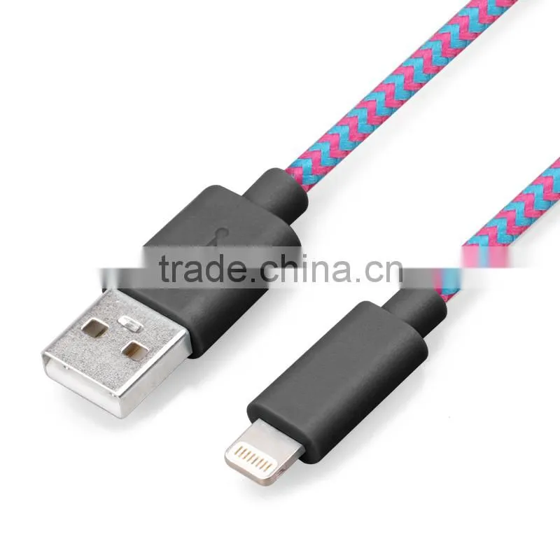 Fashionable custom MFi Nylon Braided 8pin data Cable for i6s