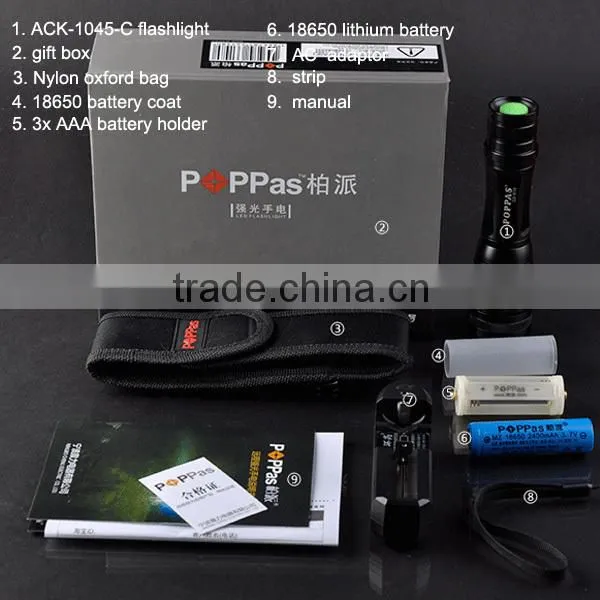 2015 Hot Sale S3 Aluminium Zoomable Flashlight Reinforced With 3AAA/1*18650
