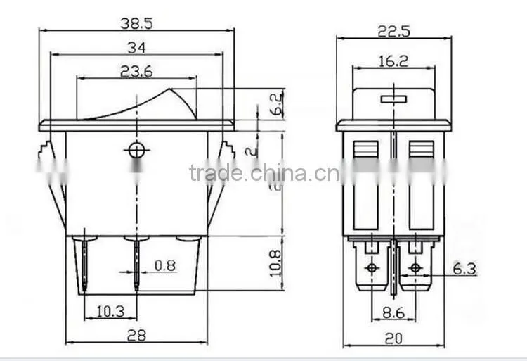 2015 New On-Off 12V/24V 3 Position Rocker Switch