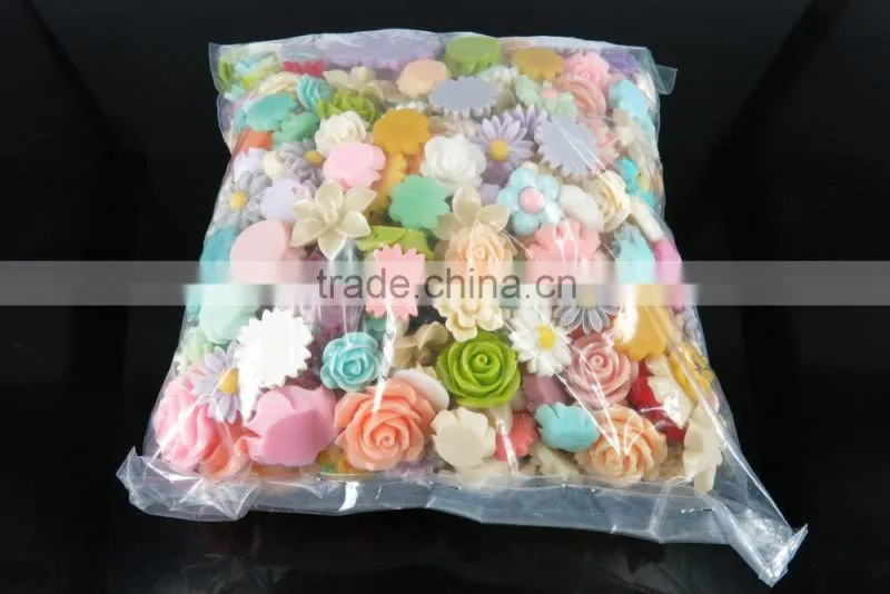 2016 YIWU wholesale IN STOCK BULK mix color mobil phone flower sticker resin DIY flower cabochons