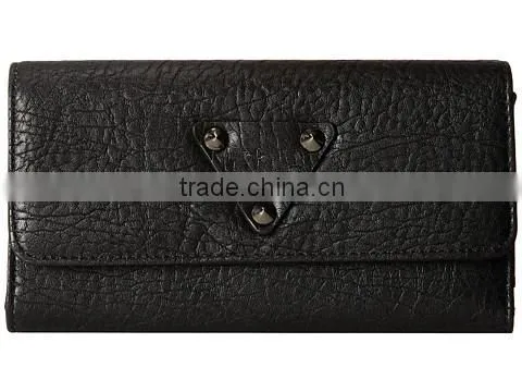 Black leather wallet for womens