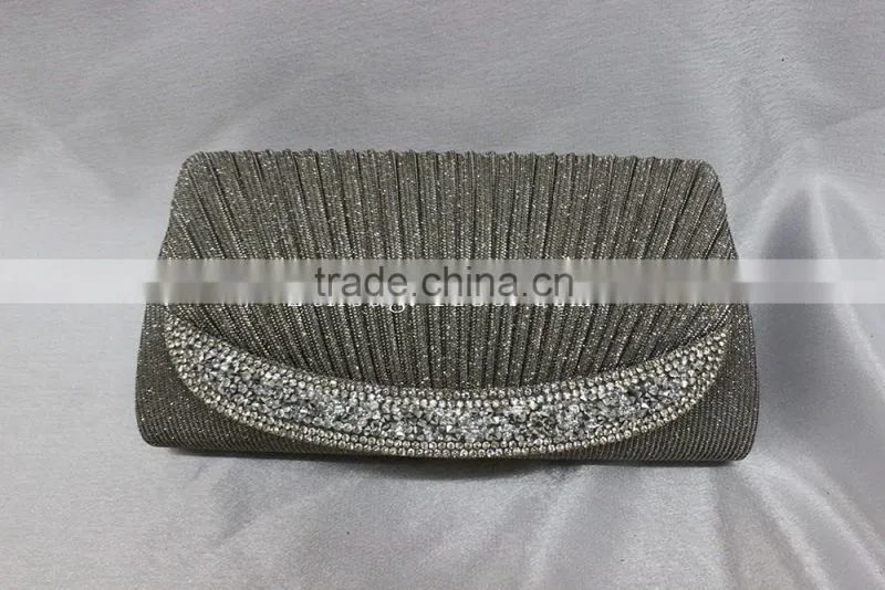 hot sale high quality fashion rhinestone and pleat party bags