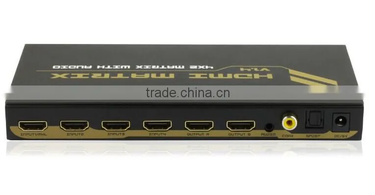 New Arrival V1.4 4kx2k 4 In 2 Out HDMI Matrix with Toslink SPDIF with IR Remote 4PET0402A