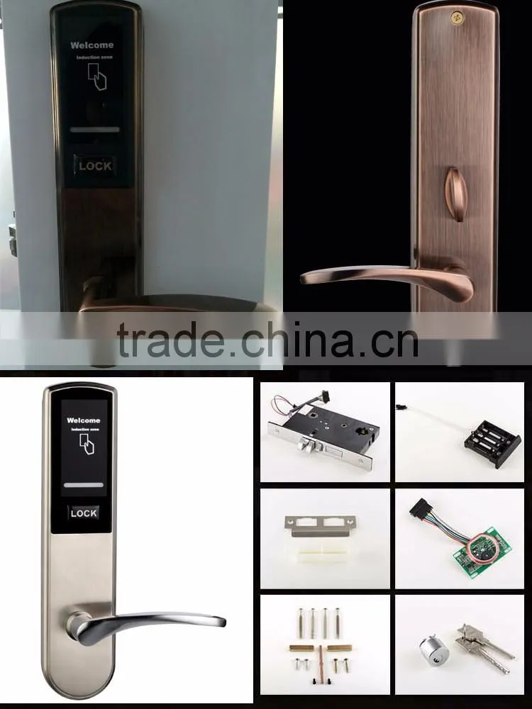 Low price Zinc Alloy rfid card security handle safe digital hotel smart keyless electronic lock
