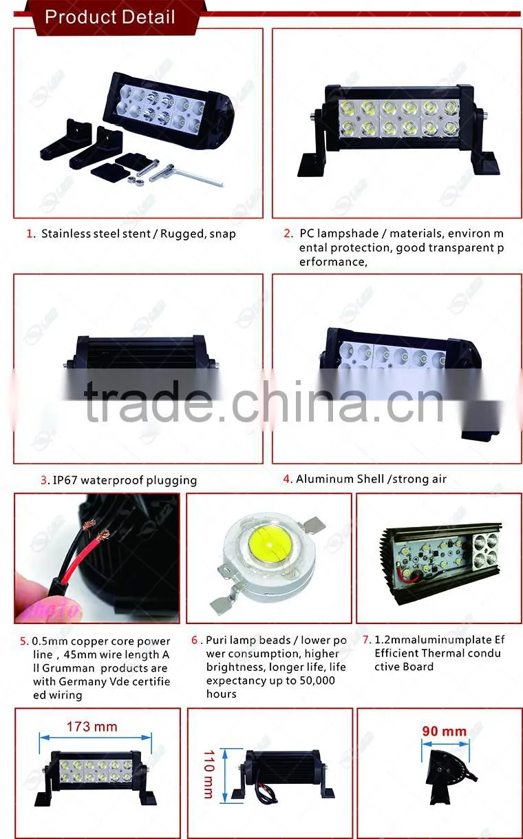 flashing offroad pure white led light bars 36W 72W 120W 180W 240W 300W car bar lwd light bar