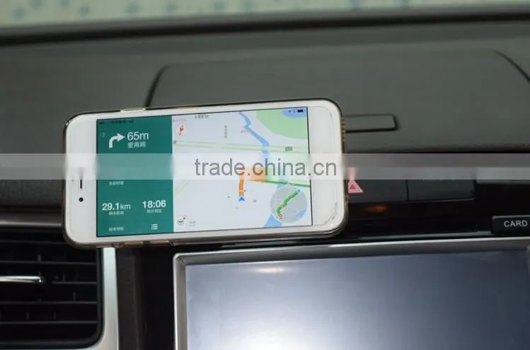 wholesale cell phone accessory aluminum magnetic car phone holder with 2 metal plate