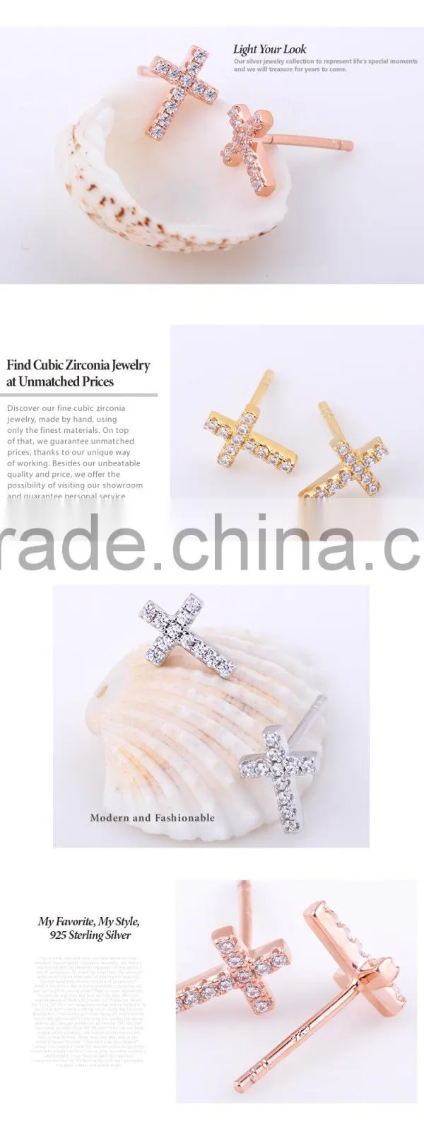 925 sterling silver jewelry cross woman earrings