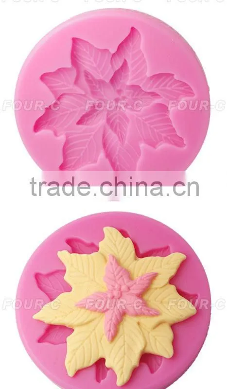 Poinsettia fondant cake design mould,silicone gumpaste art mould,cake model