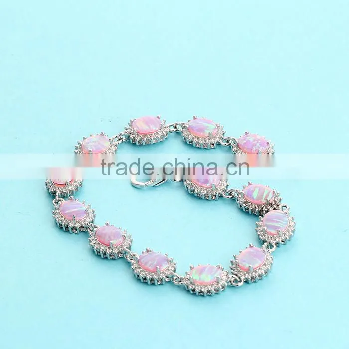 925 Sterling Silver Pink Opal Bracelet Manufacturer SBI184W-A
