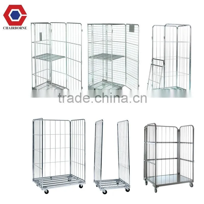 Big containing space and flexible application universal wheel insulated folding roll cage containers
