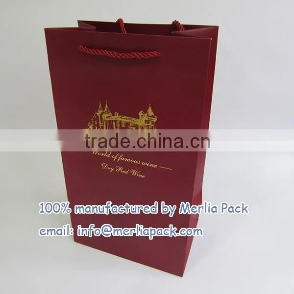 2 WINE BOTTLE TOTE GIFT BAG CHRISTMAS PAPER HANDLE CARD HOLIDAY BAGS