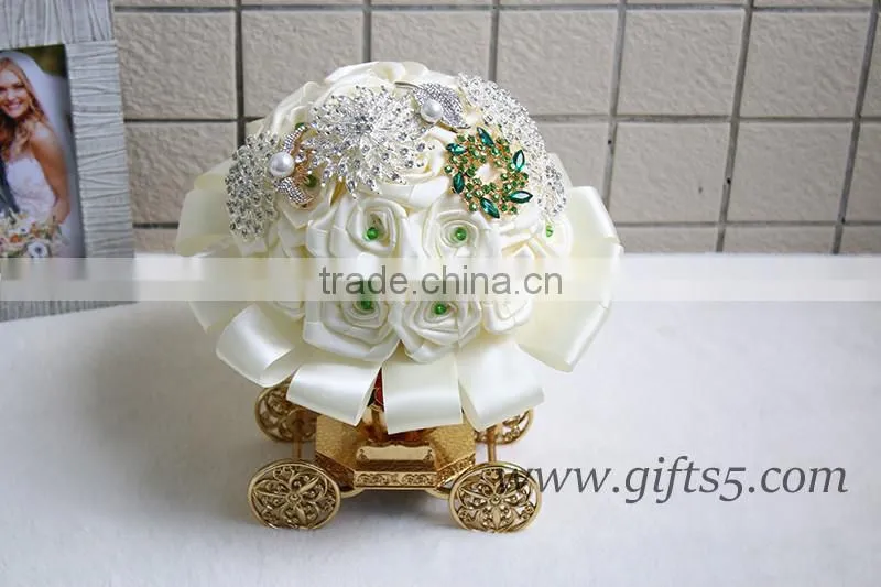 Custom Beaded Bouquet Jeweled Flower Bridesmaids Bouquet in handmade