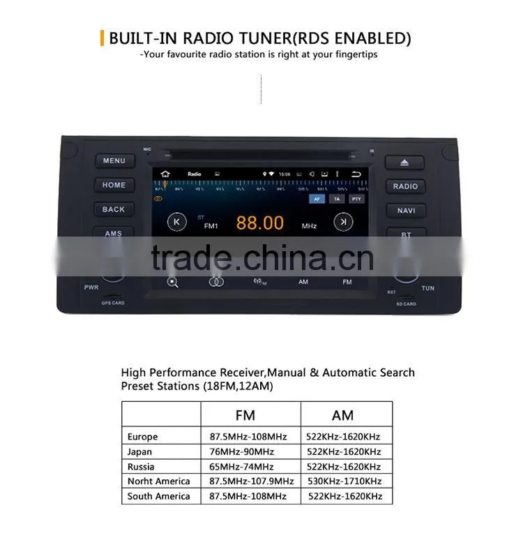 7 Inch 2 din White screen CPU DIY 1.6GHZ 16 GB Android car gps stereo sounds dvd player for BMW X5 E53