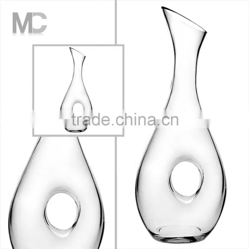 Promotional Handmade New Design Lead-free Bulk Single Glass Wine Decanter