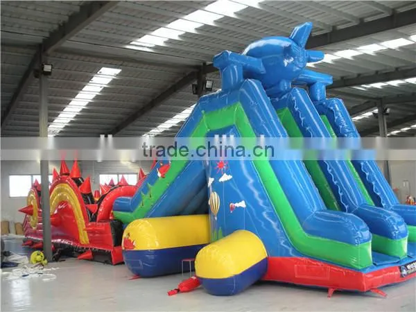 Inflatable bouncy castle with water slide
