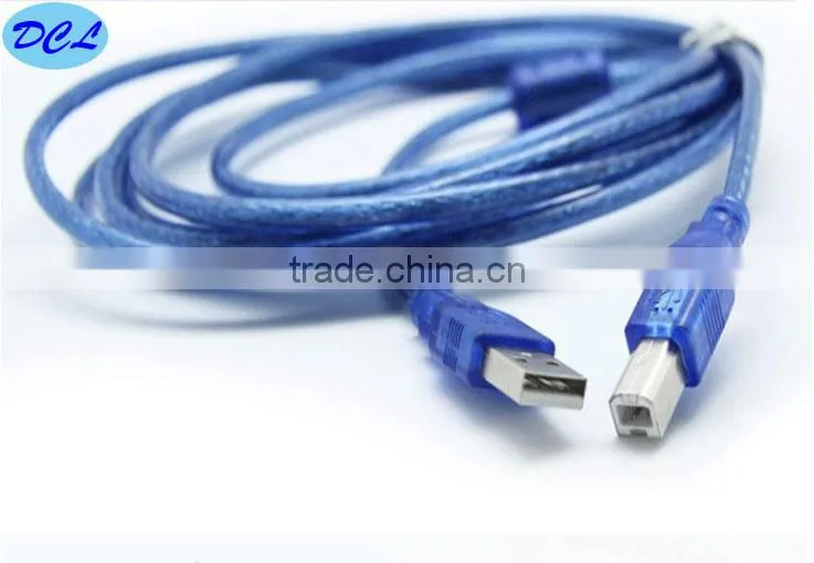 1M USB2.0 cable Male to B Male Transparent blue model
