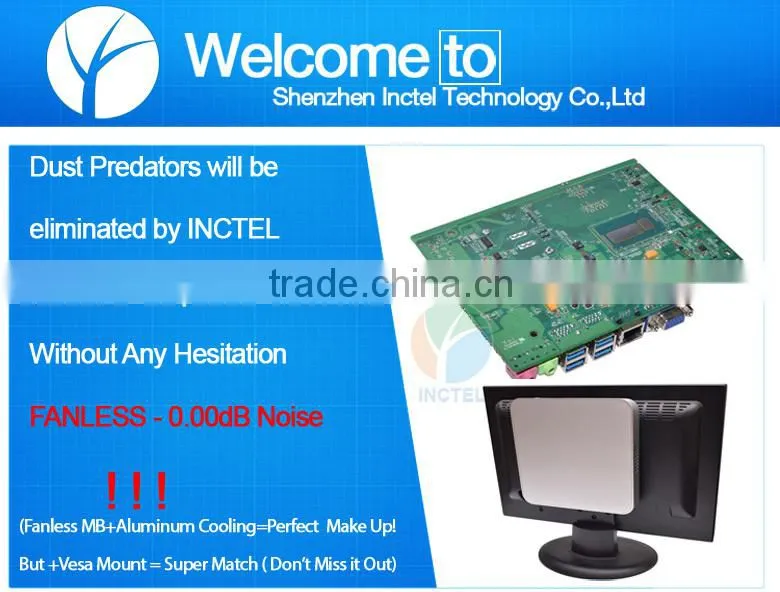 Fanless Mini Destop PC Computer HTPC Intel Celeron 1037U Dual Core 1G RAM 40G HDD with Ultra Thin Alloy chassis