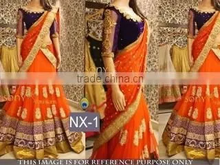 Jaunty Hot Pink Georgette Designer Lehenga Choli/Shop Latest Lehenga Style Sarees